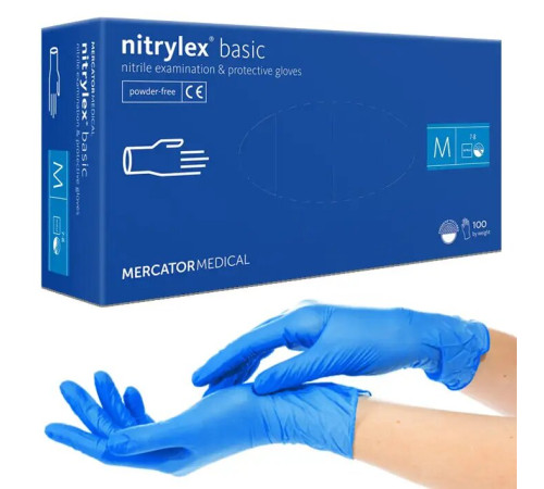 Blue nitrile gloves Nitrylex M, 100 pcs