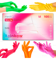 Colored nitrile gloves MediOk Rainbow M, 100 pcs
