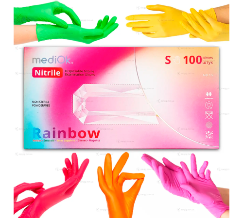 Colored nitrile gloves MediOk Rainbow S, 100 pcs.