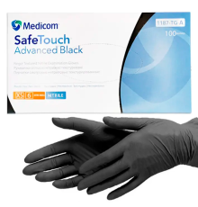 Medicom SafeTouch Advanced XS black nitrile gloves, 100 pcs.