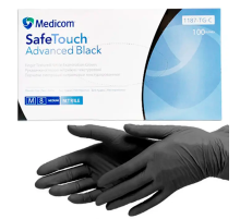 Black nitrile gloves Medicom SafeTouch Advanced M, 100 pcs