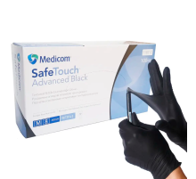 Рукавички чорні нітрилові Medicom SafeTouch Premium М, 100 шт, 5г