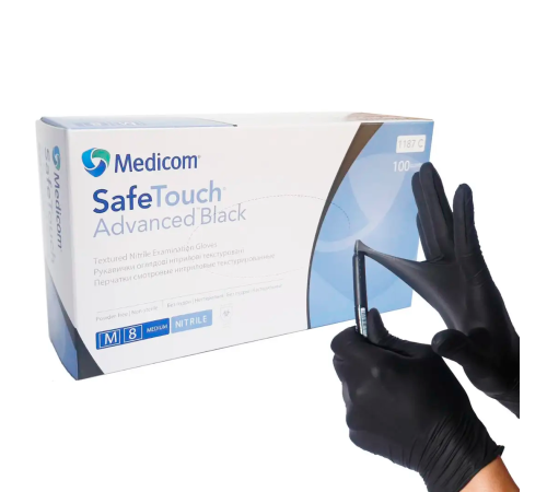 Black nitrile gloves Medicom SafeTouch Premium M, 100 pcs., 5g