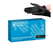 Gloves black nitrile durable Microstop L, 100 pcs