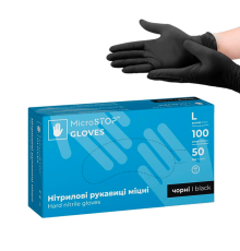Gloves black nitrile durable Microstop L, 100 pcs