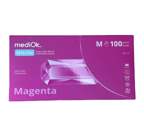 Bright pink nitrile gloves MediOk Rose Lake M, 100 pcs.