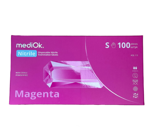 Bright pink nitrile gloves MediOk Rose Lake S, 100 pcs.