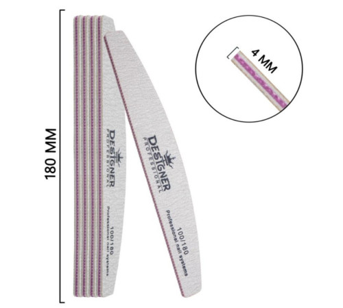 Nail file Designer 100/180 crescent
