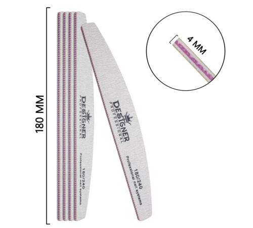 Nail file Designer 180/240 crescent