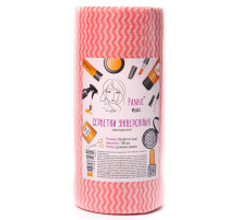 Universal disposable towels in a roll Panni Mlada 25*30 mesh, pink wave, 100 pcs