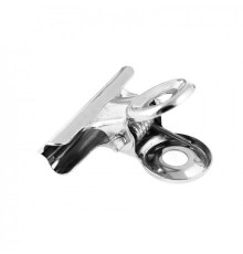 A metal clip for clamping nails is large