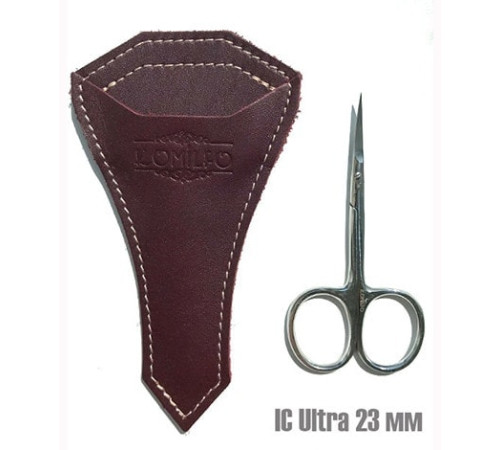 Professional cuticle scissors Komilfo IC Ultra 23 mm, in leather case