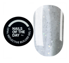 Cвітловідбиваючий гель NAILSOFTHEDAY OPAL Reflective builder gel №01, молочний, 15 мл