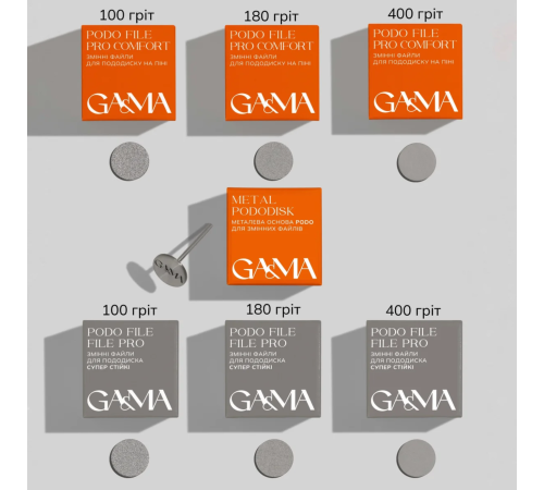 GaMa Podo File PRO Comfort interchangeable disc files, foam-based, 180 grit, 50 pcs.
