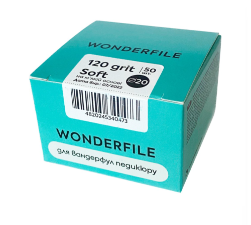 Replaceable files for the Wonderfile pedicure disc on a soft base 20 mm, 120 grit, 50 pcs.