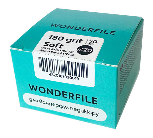 Сменные файлы для педикюрного диска Wonderfile на мягкой основе 20 мм, 180 грит, 50 шт.