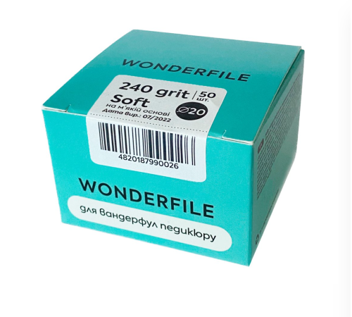 Replaceable files for the Wonderfile pedicure disc on a soft base 20 mm, 240 grit, 50 pcs.