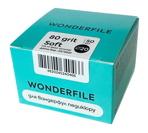 Replacement files for the Wonderfile pedicure disk on a soft base 20 mm, 80 grit, 50 pcs
