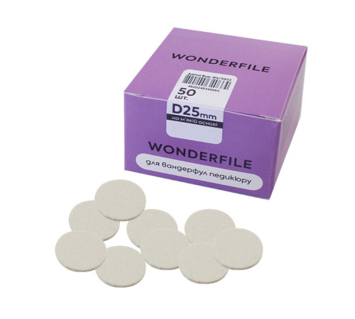 Replaceable files for the Wonderfile pedicure disc on a soft base 25 mm, 240 grit, 50 pcs.