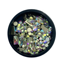 Rainbow mix rhinestones in a jar