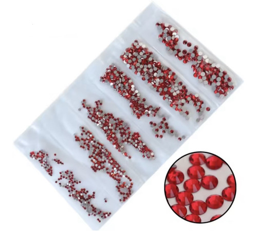 Rhinestones red mix size 1000 pcs