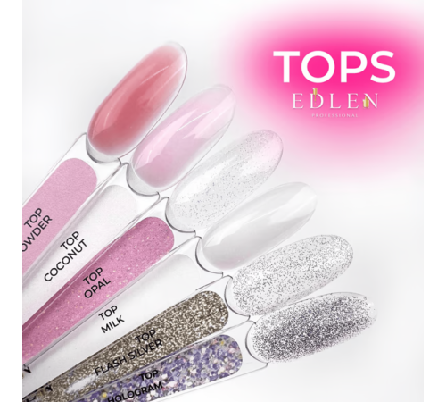 Top for gel varnish Edlen Coconut top light pink without LSH, 17 ml