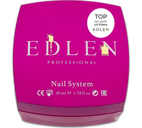 Top for gel varnish Edlen Non Wipe top No UV Filters without filters without UV filter, 50 ml