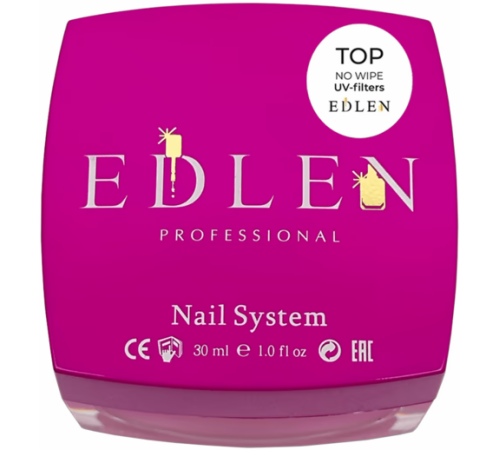 Top for gel polish Edlen Non Wipe top No UV Filters without filters without UV filter, 30 ml