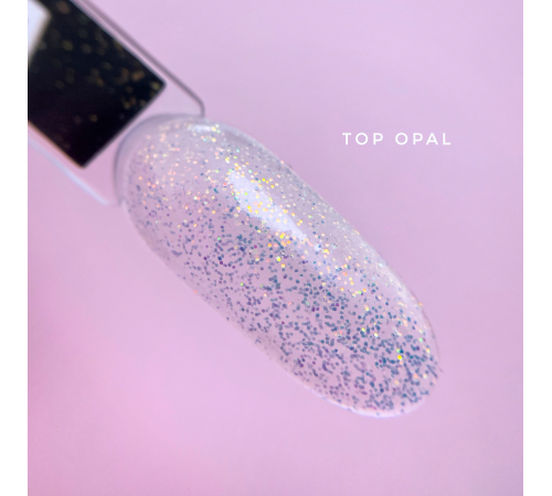 Top for gel polish Luna Top Opal, transparent, with glitter, without sticky layer, 13 ml