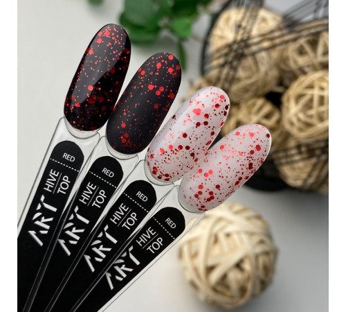 Top for gel polish ART Hive Top Red with hexagons, without LSH, 10 ml