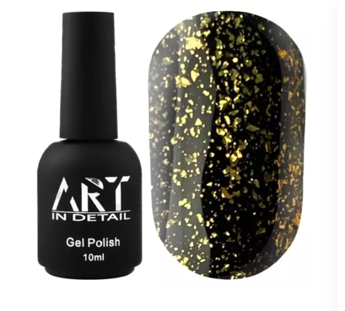 Топ для гель-лака ART Shell Top Gold с золотыми хлопьями, 10 мл