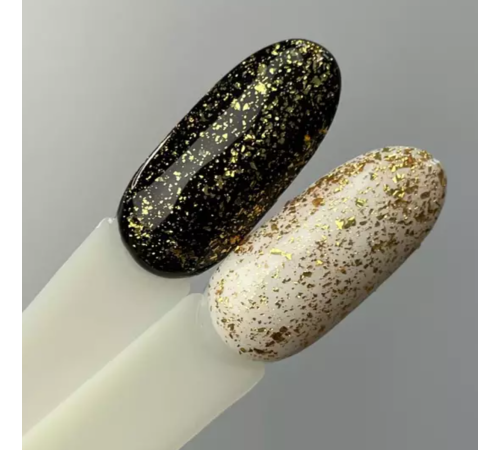 Топ для гель-лака ART Shell Top Gold с золотыми хлопьями, 10 мл