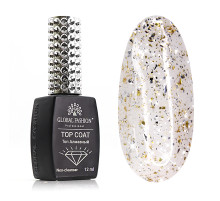 Топ для гель-лаку Global Fashion Silver&Gold Foil з срібно золотой поталлю без ЛШ, 12 мл