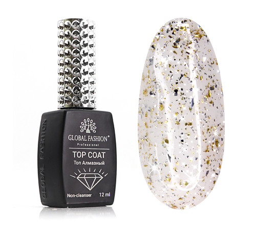 Top for gel polish Global Fashion Silver&Gold Foil with silver and gold foil without LSH, 12 ml