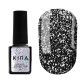 Top for gel polish Kira Nails No Wipe Silver Top without LSH with silver, 6 ml