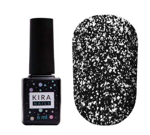 Top for gel polish Kira Nails No Wipe Silver Top without LSH with silver, 6 ml