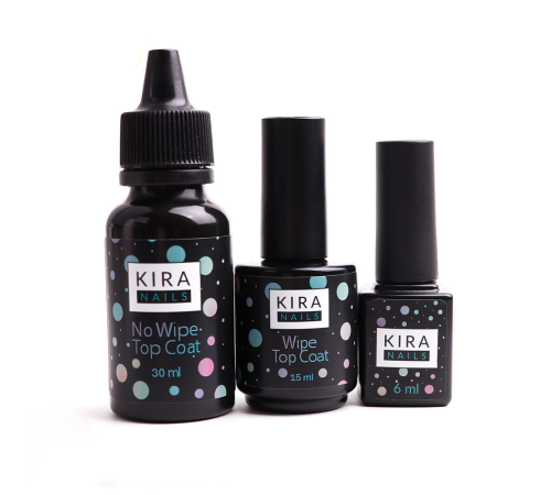 Top for gel polish Kira Nails No Wipe Top Coat, 6 ml