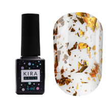 Top for gel polish Kira Nails No Wipe Top Gold Shard, 6 ml