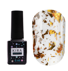 Top for gel polish Kira Nails No Wipe Top Gold Shard, 6 ml