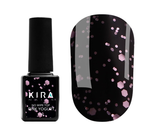 Top for gel polish Kira Nails No Wipe Top Pink Yogurt, 6 ml