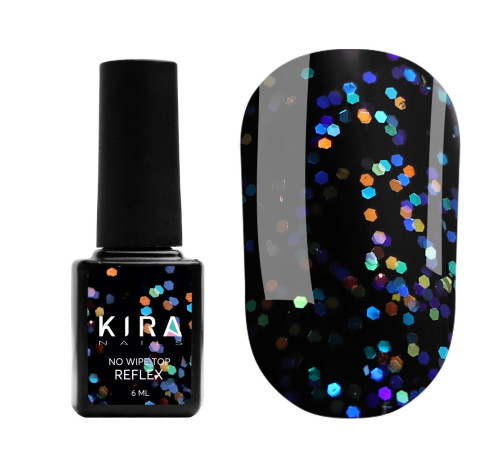 Top for gel polish Kira Nails No Wipe Top Reflex, 6 ml