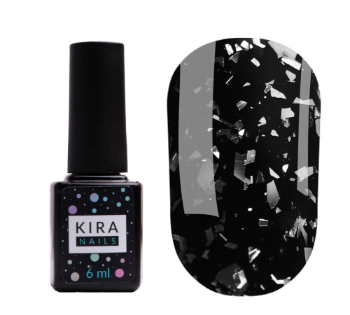 Top for gel polish Kira Nails No Wipe Top Silver Shard, 6 ml