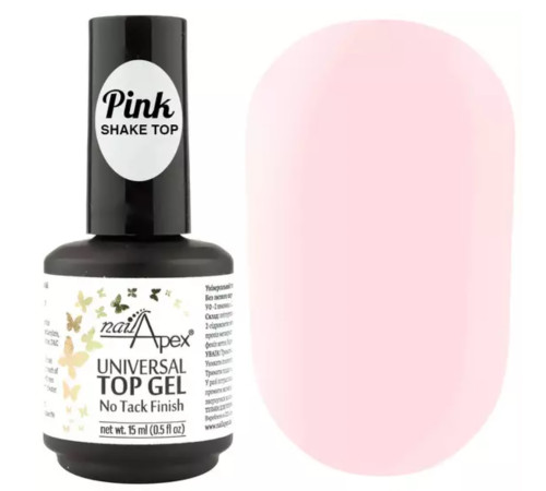 Top for gel polish NailApex Pink Shake Top milky pink, 15 g