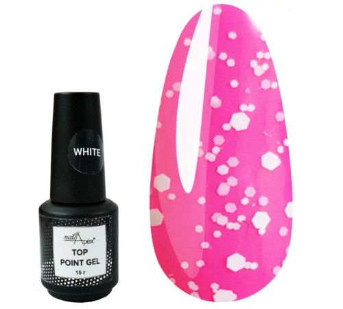 Top for gel polish NailApex Top Point White top with white crumbs, 15 g