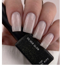 Топ для нігтів BIBLIOTEKA Silver Glow Top, з UV без липкого шару, 10 мл