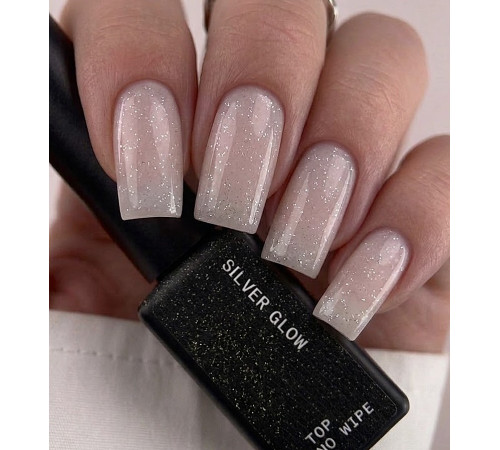 Топ для ногтей BIBLIOTEKA Silver Glow Top, с UV без липкого слоя, 10 мл