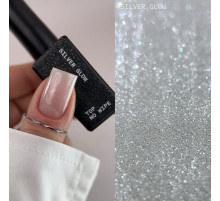 Топ для нігтів BIBLIOTEKA Silver Glow Top, з UV без липкого шару, 10 мл