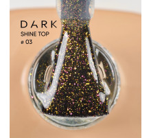 Топ для нігтів DARK Shine Top №03, прозорий з мікроблиском, 10 мл