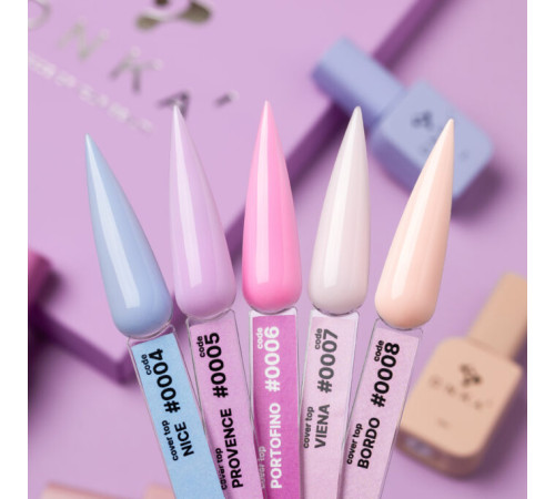 Nail top DNKA Cover Top No. 008 Bordo, pastel peach, 12 ml