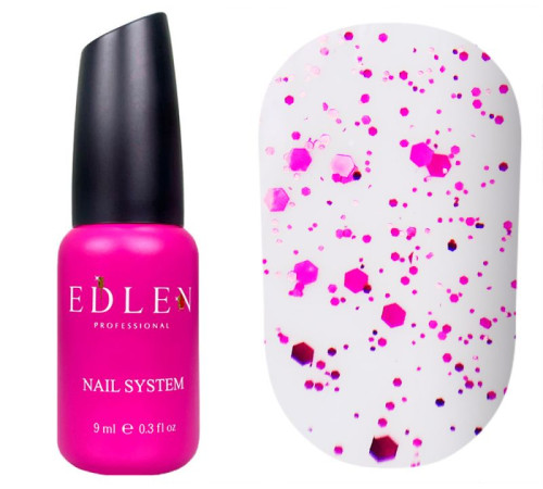 Top for nails Edlen Matt Euphoria top matte with pink confetti, 9 ml